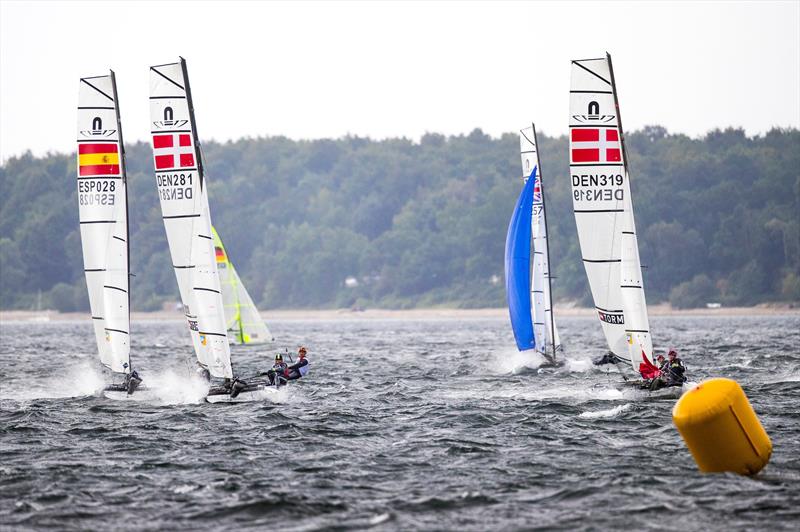 Strong wind conclusion for the Nacra 17 Europeans at Kiel - photo © Tomas Moya / Sailing Energy