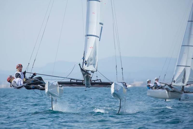 Nacra 17 Worlds at la Grande Motte day 4 photo copyright Didier Hilliare taken at Yacht Club de la Grande Motte and featuring the Nacra 17 class