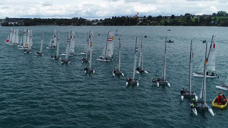 2020 Forward WIP 49er, 49erFX and Nacra 17 European Championship day 1 photo copyright Icarus taken at Union-Yacht-Club Attersee and featuring the Nacra 17 class