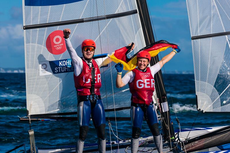 Nacra 17 Bronze for Paul Kohlhoff and Alica Stuhlemmer (GER) at the Tokyo 2020 Olympic Sailing Competition - photo © Sailing Energy / World Sailing