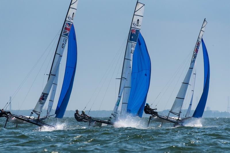 2018 49er, 49erFX and Nacra 17 European Championship - Day 4 photo copyright Drew Malcolm - www.drewmalcolm.com.au taken at  and featuring the Nacra 17 class