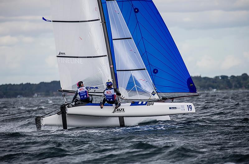 Olivia Mackay / Micah Wilkinson (NZL) - Nacra 17 - Day 4 - Hempel Sailing World Championships, Aarhus - August 2018 - photo © Sailing Energy / World Sailing
