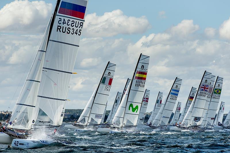 Nacra 17 - Day 10 - Hempel Sailing World Championships, Aarhus, Denmark, August 10, 2018 photo copyright Sailing Energy / World Sailing taken at  and featuring the Nacra 17 class