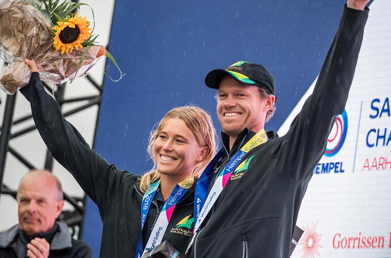 Nathan Outteridge/Haylee Outteridge - 2018 World Championships Aarhus photo copyright Jesus Renedo / Sailing Energy / Hempel Sailing World Championships, Aarhus taken at  and featuring the Nacra 17 class