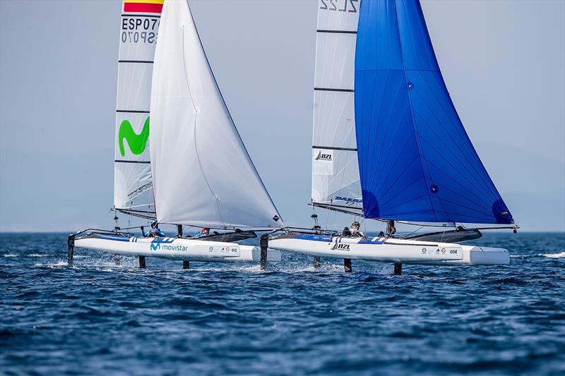 Nacra 17 - NZL- Day 6 - Hempel Sailing World Cup - Genoa - April 2019 - photo © Jesus Renedo / Sailing Energy