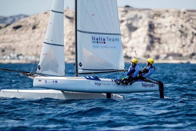 Hempel World Cup Series Final day 1 in Marseille, France photo copyright Sailing Energy / World Sailing taken at  and featuring the Nacra 17 class
