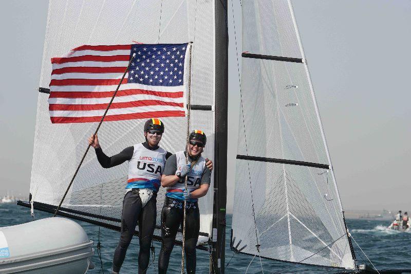 Riley Gibbs and Anna Weis - 2019 Pan American Games Lima photo copyright US Sailing taken at  and featuring the Nacra 17 class