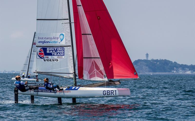 Ben Saxton and Nikki Boniface - Ready Steady Tokyo, day 4 photo copyright Jesus Renedo / Sailing Energy / World Sailing taken at  and featuring the Nacra 17 class