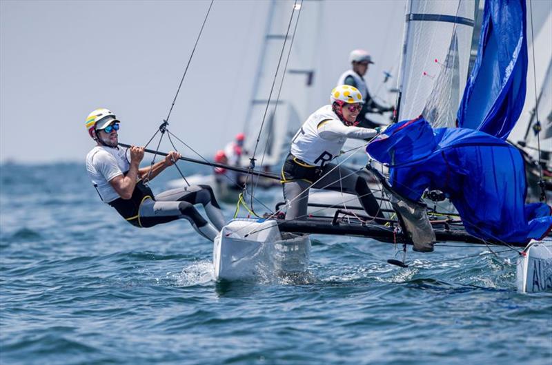 Jason Waterhouse and Lisa Darmanin - Ready Steady Tokyo, day 4 photo copyright Jesus Renedo / Sailing Energy / World Sailing taken at  and featuring the Nacra 17 class