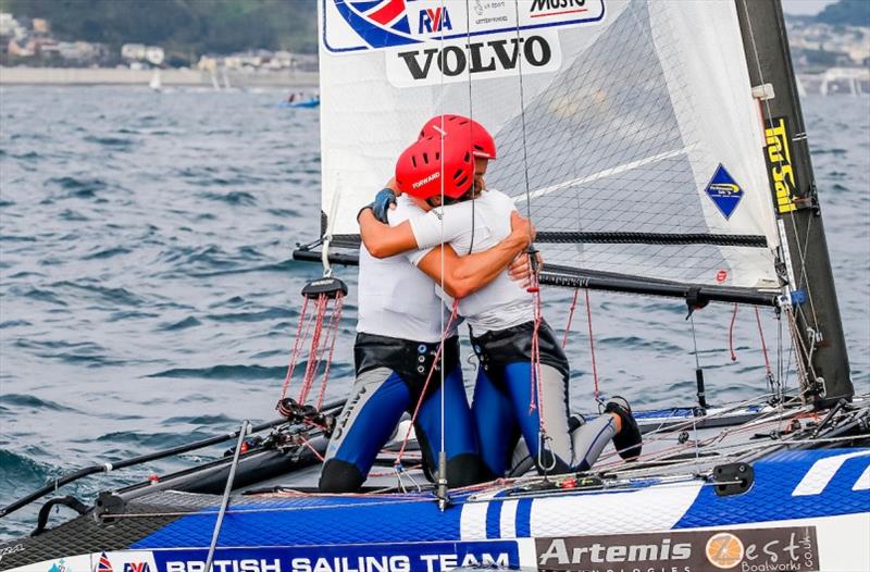 John Gimson and Anna Burnet (GBR) took second ahead of team mates Ben Saxton and Nicola Boniface - Ready Steady Tokyo 2019 photo copyright Jesus Renedo / Sailing Energy / World Sailing taken at  and featuring the Nacra 17 class