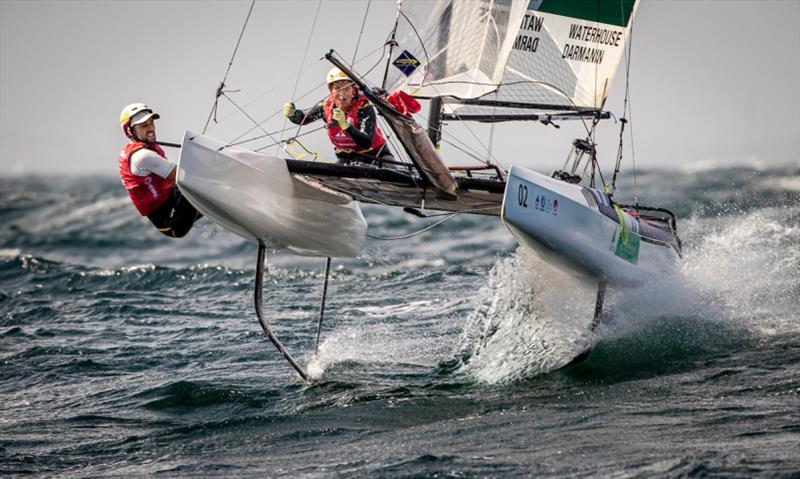 Jason Waterhouse and Lisa Darmanin - Hempel World Cup Series Enoshima, day 3 photo copyright Jesus Renedo / Sailing Energy / World Sailing taken at  and featuring the Nacra 17 class