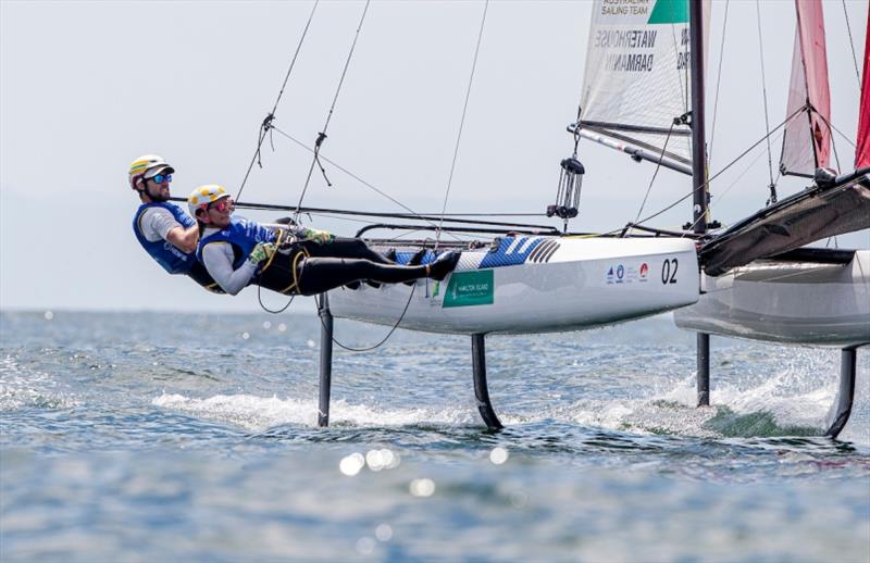 Jason Waterhouse and Lisa Darmanin - Hempel World Cup Series Enoshima, Day 5 photo copyright Jesus Renedo / Sailing Energy / World Sailing taken at  and featuring the Nacra 17 class