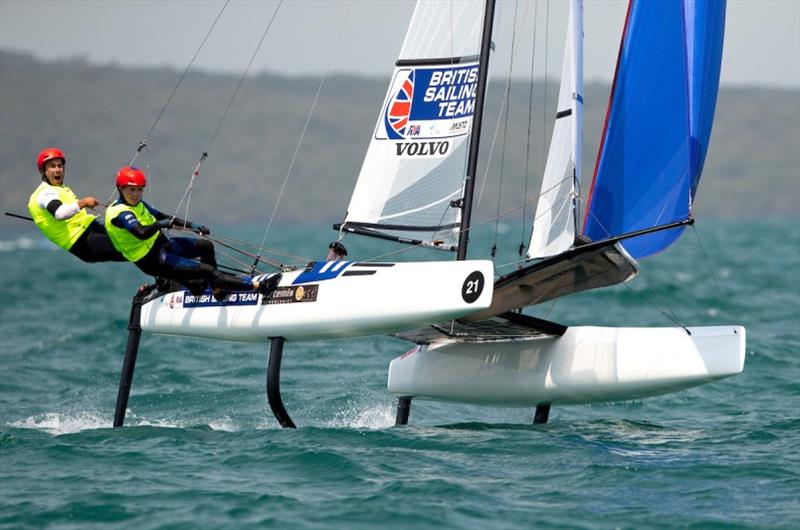 John Gimson and Anna Burnet - 49er, 49erFX and Nacra 17 World Championships day 4 photo copyright Pedro Martinez / Sailing Energy taken at  and featuring the Nacra 17 class