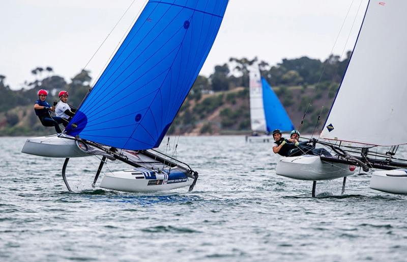 John Gimson and Anna Burnet - 2020 49er, 49erFX and Nacra 17 World Championships, day 2 photo copyright Jesus Renedo / Sailing Energy / World Sailing taken at Royal Geelong Yacht Club and featuring the Nacra 17 class