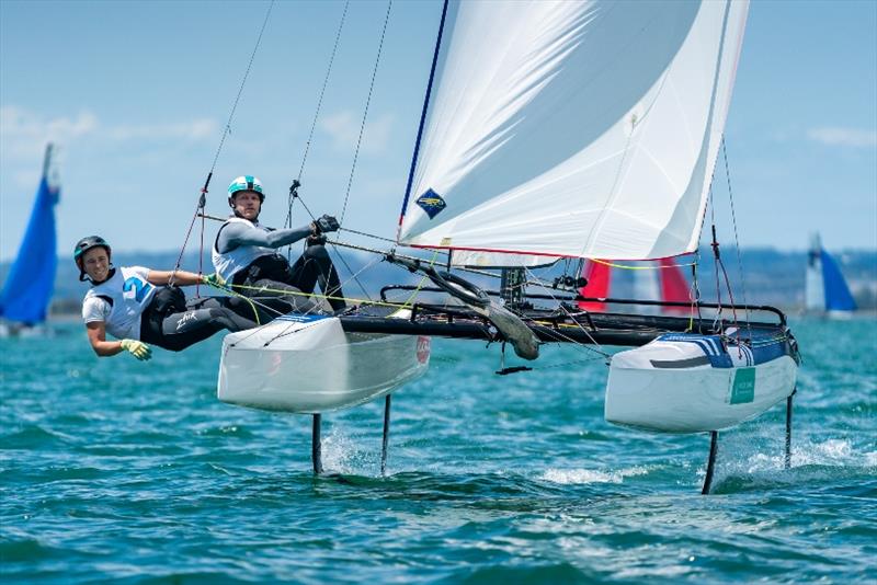Nathan and Haylee Outteridge - 2020 49er, 49er FX & Nacra 17 World Championships, Day 4 photo copyright Beau Outteridge taken at Royal Geelong Yacht Club and featuring the Nacra 17 class