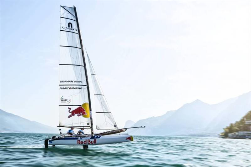 Santiago Lange trains in Lake Garda, Italy on August 3, 2017 photo copyright Daniele Molineris / Red Bull Content Pool taken at  and featuring the Nacra 17 class