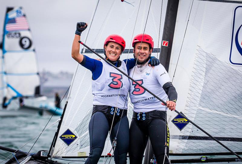 John Gimson and Anna Burnet - 49er, 49erFX, Nacra 17 World Championships, Geelong , Australia photo copyright Jesus Renedo / Sailing Energy 15 February taken at  and featuring the Nacra 17 class