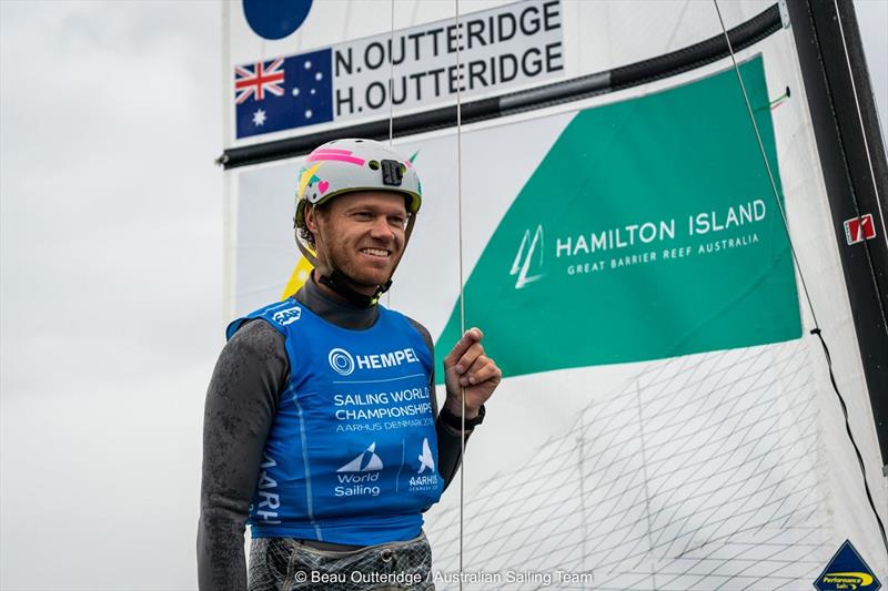Gold medalist Nathan Outteridge of Australia photo copyright Beau Outteridge taken at  and featuring the Nacra 17 class
