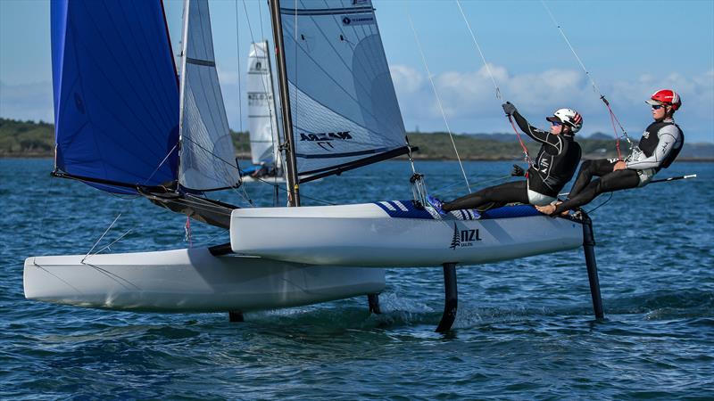 Oceanbridge NZL Sailing Regatta - Wakatere BC April 11, 2021 photo copyright Richard Gladwell / Sail-World.com / nz taken at Wakatere Boating Club and featuring the Nacra 17 class