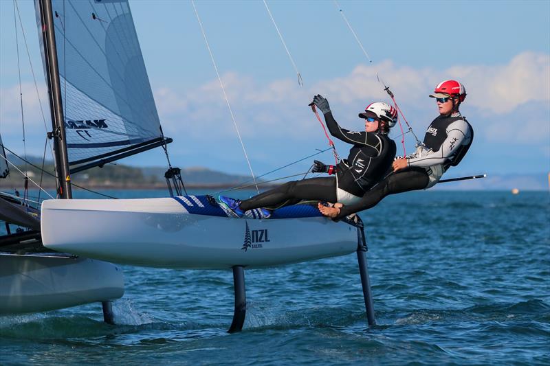  Micah Wilkinson and Erica Dawson competing in the Oceanbridge NZL Sailing Regatta earlier this year photo copyright Yachting New Zealand taken at Royal Akarana Yacht Club and featuring the Nacra 17 class