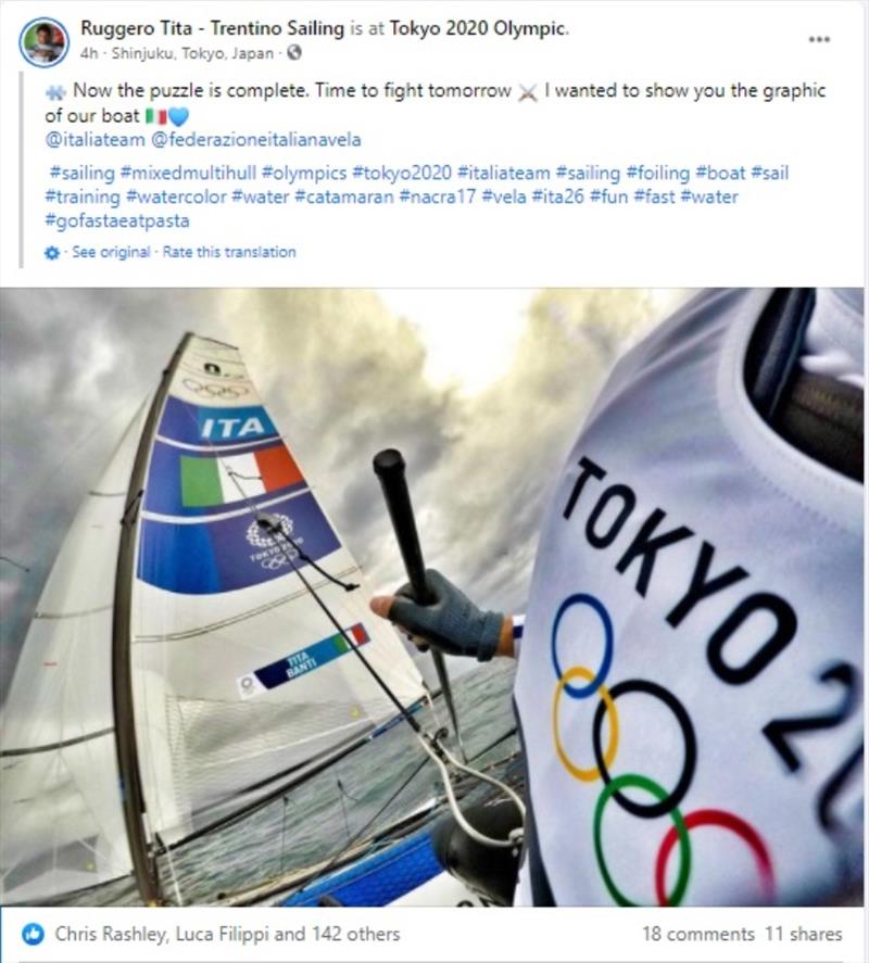 Ruggero Tita (ITA) FB post photo copyright 49er and Nacra 17 Sailing taken at  and featuring the Nacra 17 class