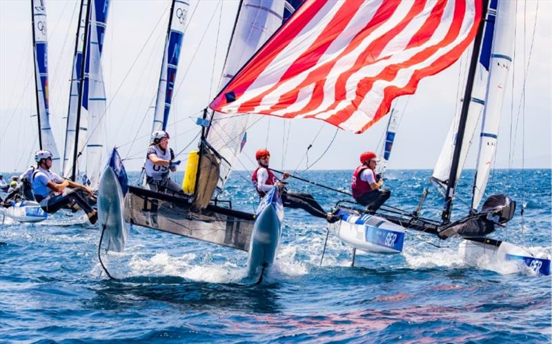 Riley Gibbs (Long Beach, Calif.) and Anna Weis (Fort Lauderdale, Fla.) - Tokyo 2020 Olympics photo copyright Sailing Energy / US Sailing taken at  and featuring the Nacra 17 class