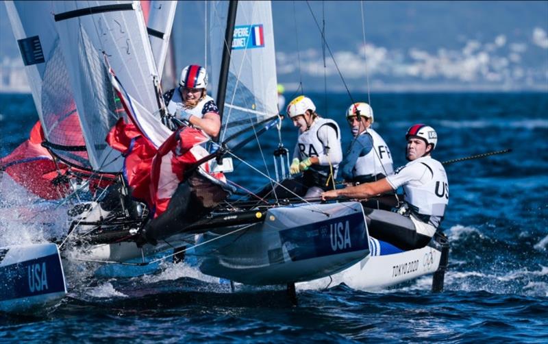 Riley Gibbs (Long Beach, Calif.) and Anna Weis (Fort Lauderdale, Fla.) - Tokyo 2020 Olympics photo copyright Sailing Energy / US Sailing taken at  and featuring the Nacra 17 class