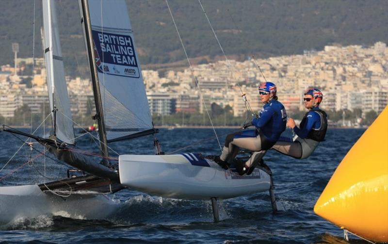 Rupert White and Kirstie Unwin (GBR) photo copyright Nikos Pantis taken at  and featuring the Nacra 17 class