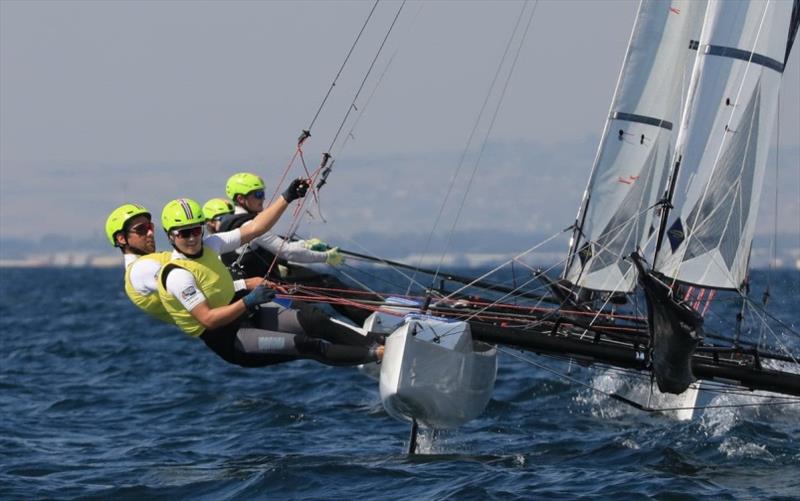 John Gimson with Anna Burnet (GBR) photo copyright Nikos Pantis taken at  and featuring the Nacra 17 class