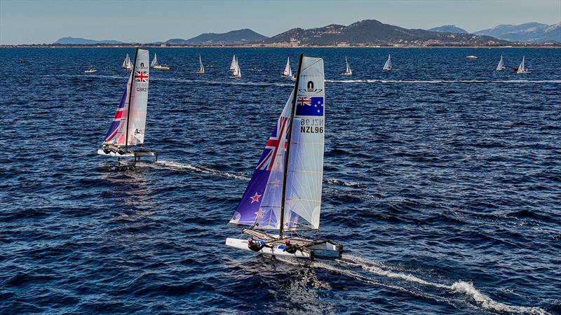 Micah Wilkinson and Erica Dawson (NZL) - Nacra 17 - Day 5 - NZL Sailing Team - Semaine Olympique Française de Hyères - April 2022 - photo © Sailing Energy / FFVOILE