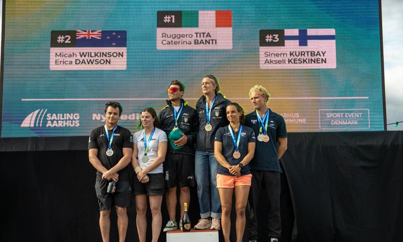 Nacra 17 medalists - Day 6 - European Championships - Aarhus, Denmark - July 2022 photo copyright Peter Brogger taken at Sailing Aarhus and featuring the Nacra 17 class