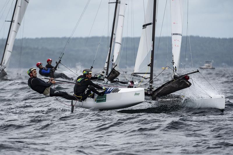 Jason Waterhouse and Lisa Darmanin photo copyright Beau Outteridge taken at Hubbards Sailing Club and featuring the Nacra 17 class