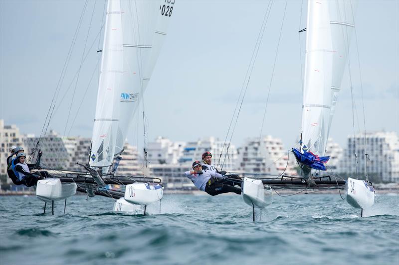 49er, 49erFX, and Nacra 17 Europeans photo copyright Didier Hillaire taken at  and featuring the Nacra 17 class
