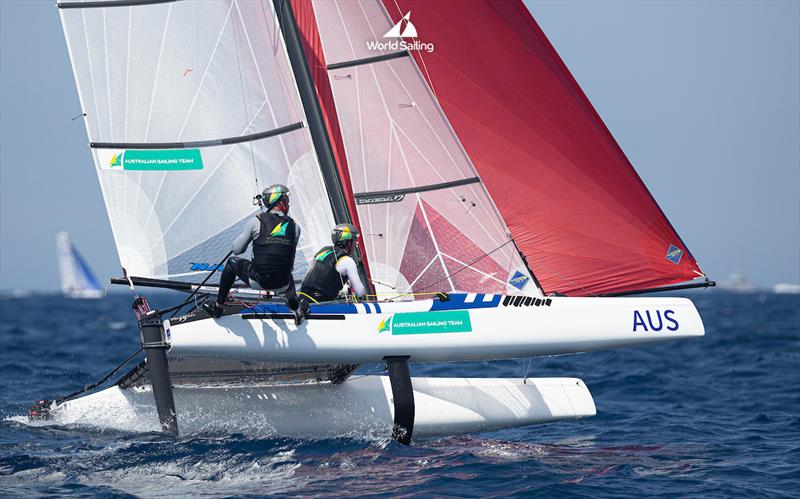 Darren Bundock and Lisa Darmanin on the Nacra 17 in Marseille - photo © Sander van der Borch / World Sailing