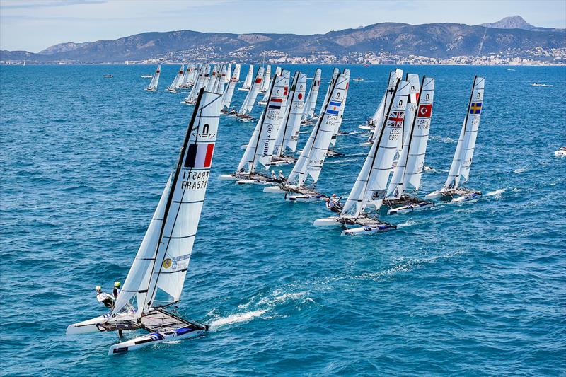 53 Trofeo Princesa Sofía Mallorca by Iberostar Day 2: Nacra 17 fleet start photo copyright Sailing Energy / Trofeo Princesa Sofía taken at Real Club Náutico de Palma and featuring the Nacra 17 class