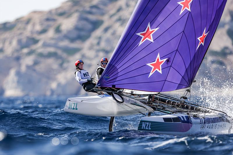 Micah Wilkinson/Erica Dawson (NZL) - Mixed Multihull - Nacra 17 - Day 7 - Marseille - Paris2024 Olympic Regatta - August 3, 2024 - photo © World Sailing / Lloyd Images