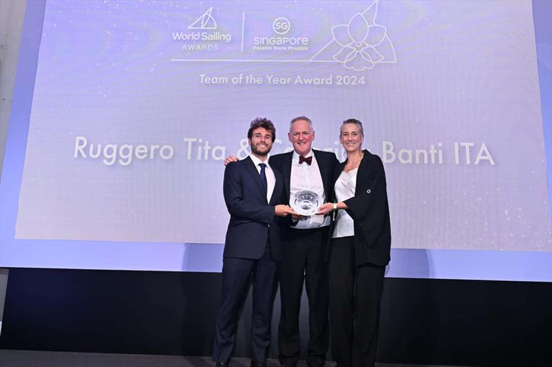 Ruggero Tita and Caterina Banti winners of the 2024 Team of the Year with World Sailing CEO, David Graham - photo © World Sailing