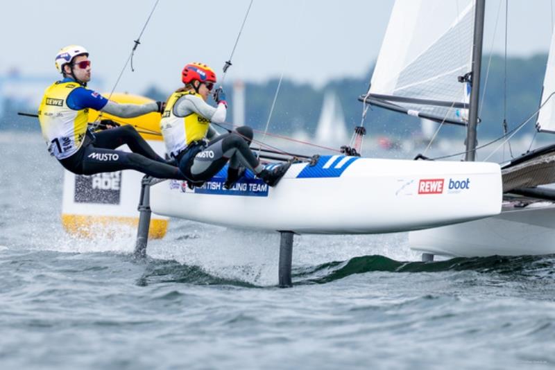 Strong performance by Brits Martin Wrigley and Bettine Harris in the Nacra 17 cat at Kieler Woche - photo © Christian Beeck / Kieler Woche