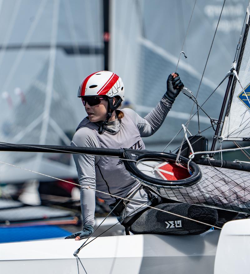 The final day of the regatta was marred by a lack of breeze, yet Kate Stewart and Micah Wilkinson climbed to fifth in the Nacra 17 standings. Photos / Niklas Mattes photo copyright Niklas Mattes/Nacra17 taken at  and featuring the Nacra 17 class