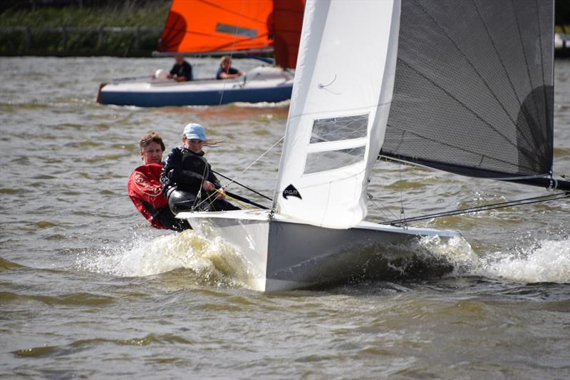 Julian and Bethany Hood during Oulton Week 2019 photo copyright Trish Barnes taken at Waveney & Oulton Broad Yacht Club and featuring the National 12 class