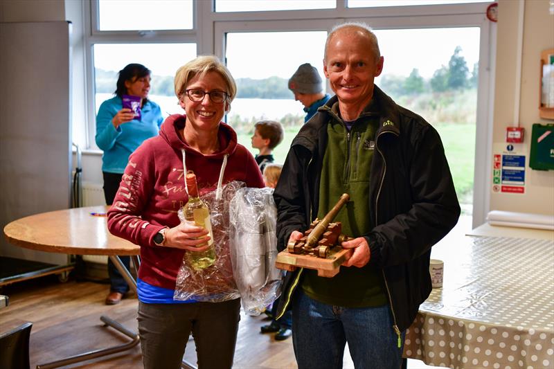 Ian and Alex, trophy and Dinghy Shack prizes during the National 12 Dinghy Shack Open at Ripon - photo © Tony Dallimore