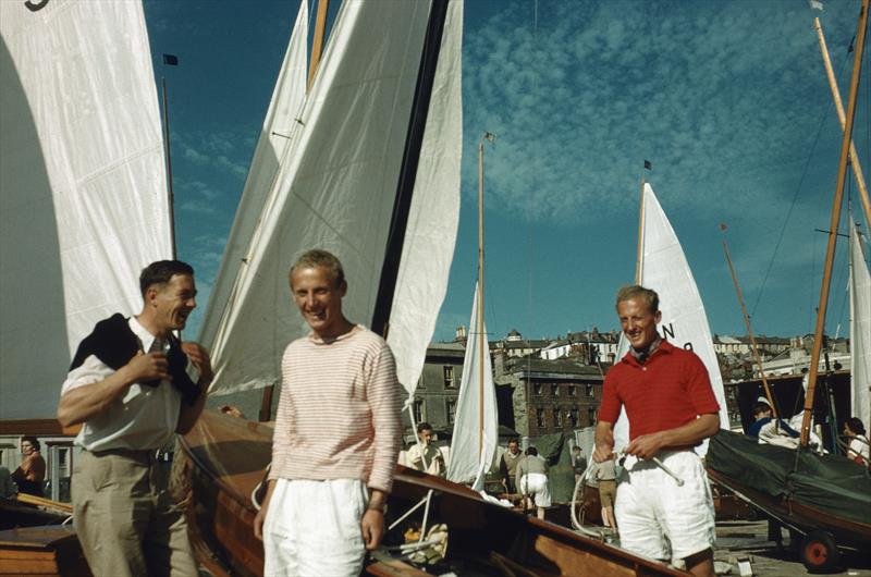 Stuart & Adrian Jardine with their National 12 in Falmouth during 1957 Burton Week - photo © Howard Steavenson