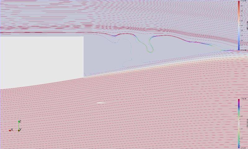 A computational fluid dynamics (CFD) study with a dinghy making 6 knots and a wing in the flow - photo © Nigel White