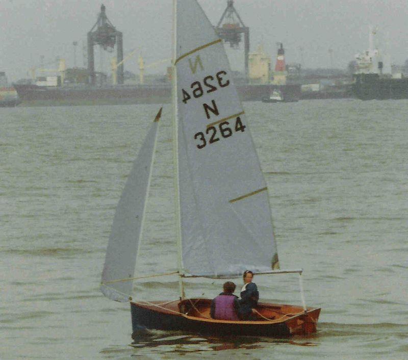 In terms of how the water saw this hull, it is a 13ft long National 12! Mike Jackson allowed his radical thinking to come up with a novel design photo copyright M. Jackson taken at  and featuring the National 12 class