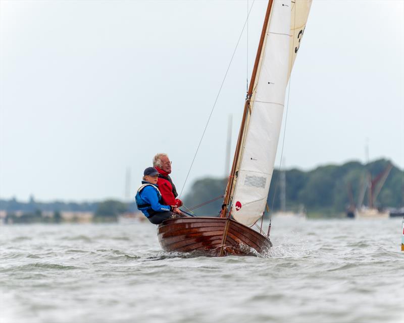 The delights of sailing a 88 year old boat; Nigel Waller and Oscar Patten going well - N12 90th Anniversary at Royal Harwich YC photo copyright Pavel Kricka taken at Royal Harwich Yacht Club and featuring the National 12 class