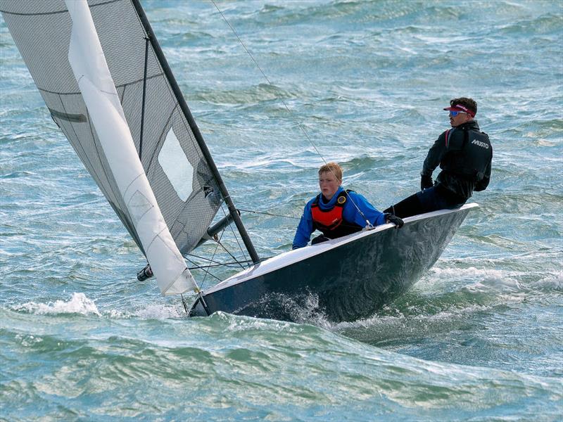 Trystan Leonard and Joe Griffiths getting to terms with their brand new boat on day 3 of National 12 Burton Week at Shoreham photo copyright Margaret Purkis taken at Shoreham Sailing Club and featuring the National 12 class