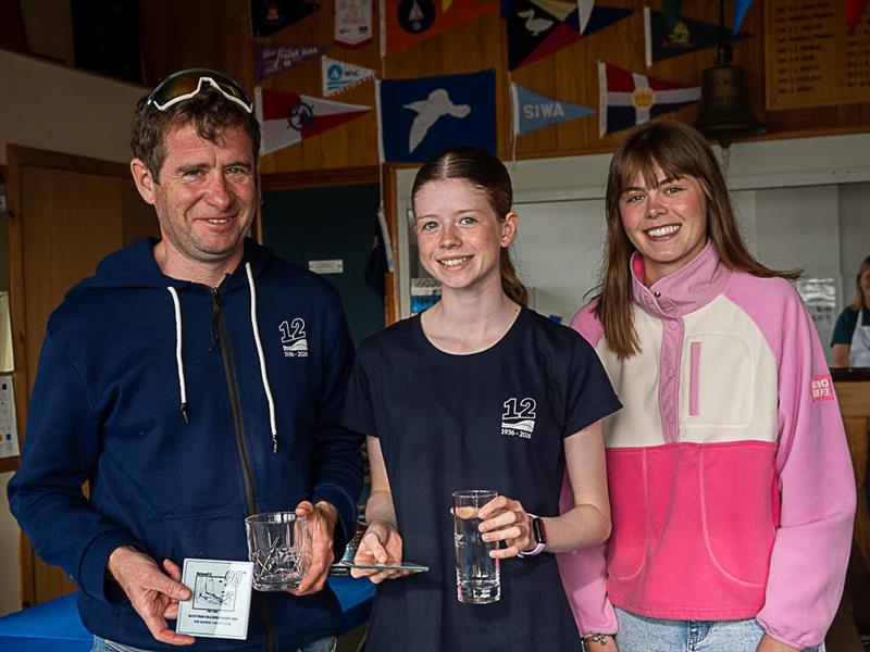  in the Scottish National 12 Championship at Solway Yacht Club3rd Overall, Iain and Maisie Macintyre presented with the prizes by PRO Sally Mackay photo copyright Margaret Purkis taken at Solway Yacht Club and featuring the National 12 class