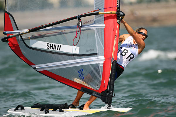 Action from the RS:X Women's medal race at the 2008 Olympic Sailing Regatta photo copyright Richard Langdon / Ocean Images taken at  and featuring the RS:X class