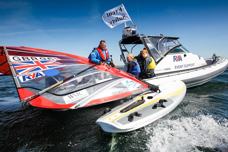 Nick Dempsey chatting to RS:X sailors on day 2 of the RYA Youth National Championships photo copyright Paul Wyeth / RYA taken at Weymouth & Portland Sailing Academy and featuring the RS:X class