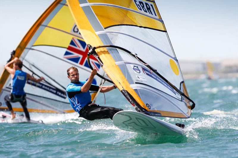 Nick Dempsey during the Sail for Gold Regatta medal races photo copyright Paul Wyeth / RYA taken at Weymouth & Portland Sailing Academy and featuring the RS:X class